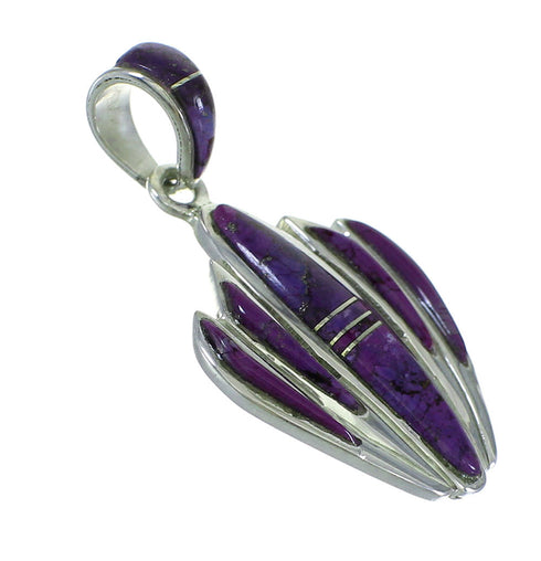 Magenta Turquoise Inlay And Genuine Sterling Silver Southwestern Pendant YX67043